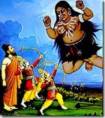 Rama and Lakshmana protecting Vishvamitra
